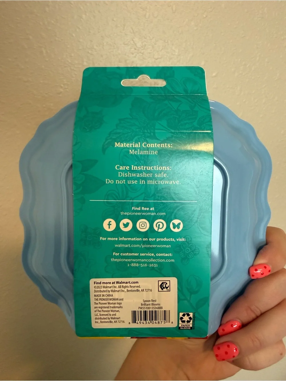 The Pioneer Woman Brilliant Blooms Melamine Spoon Rest NWT Blue Floral